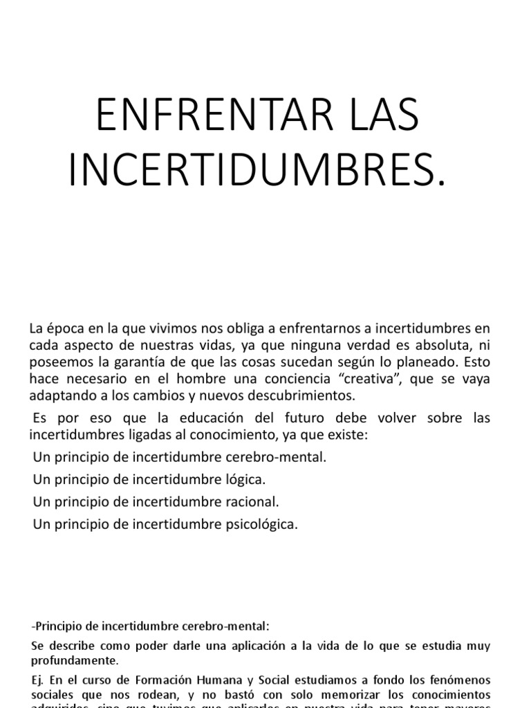 Enfrentando la Incertidumbre Actual | PDF