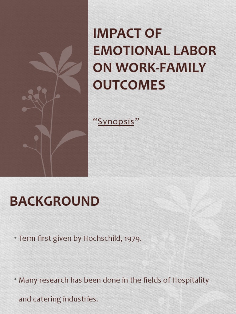 Emotional Labor's Impact on Work-Family Outcomes | PDF | Psychology ...