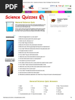 General Science Quiz - Questions & Answers, Basic Knowledge Test, Easy For Kids PDF