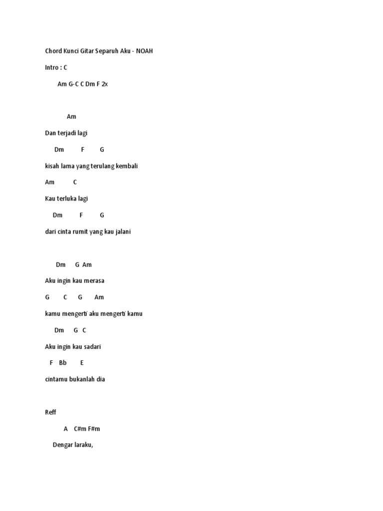 Chord Kunci Gitar Separuh Aku Pdf