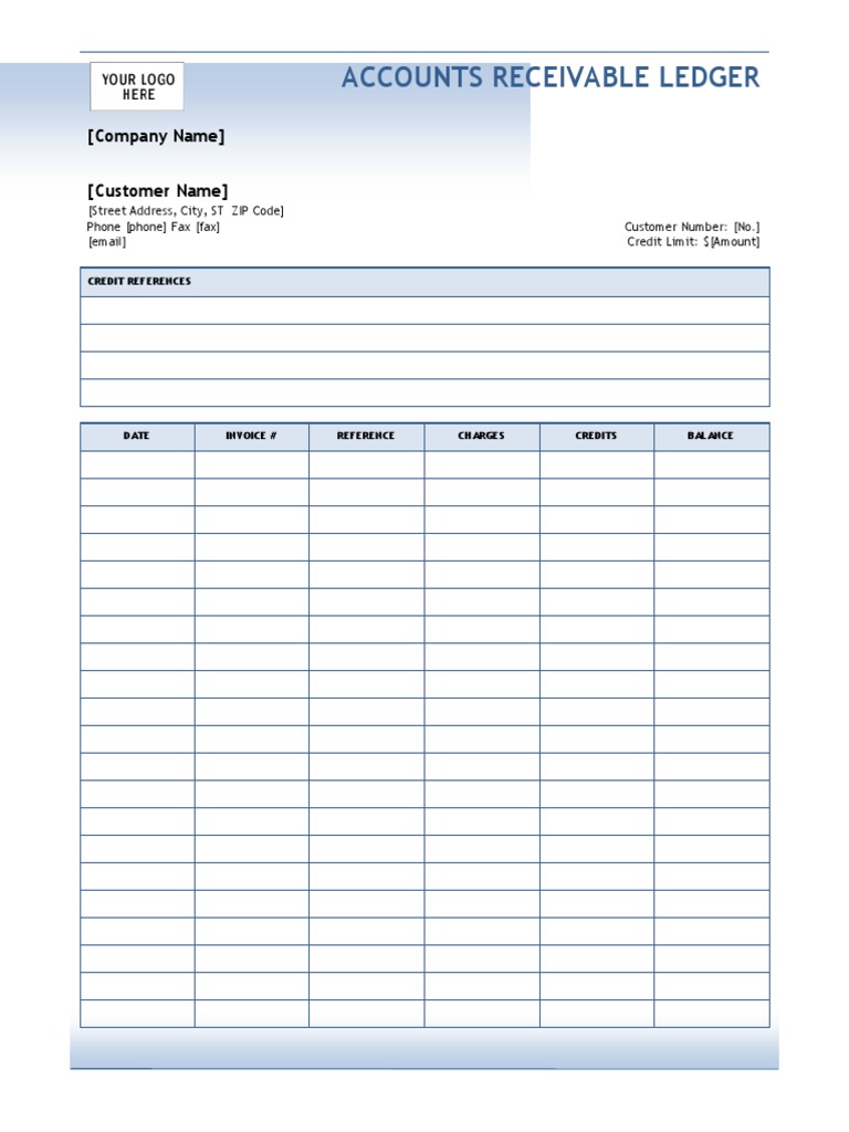 Accounts Receivable Ledger: (Company Name) (Customer Name) | PDF