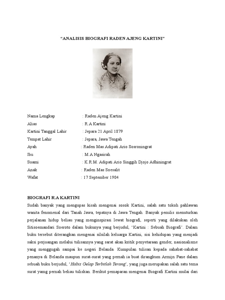 Analisis Biografi Raden Ajeng Kartini
