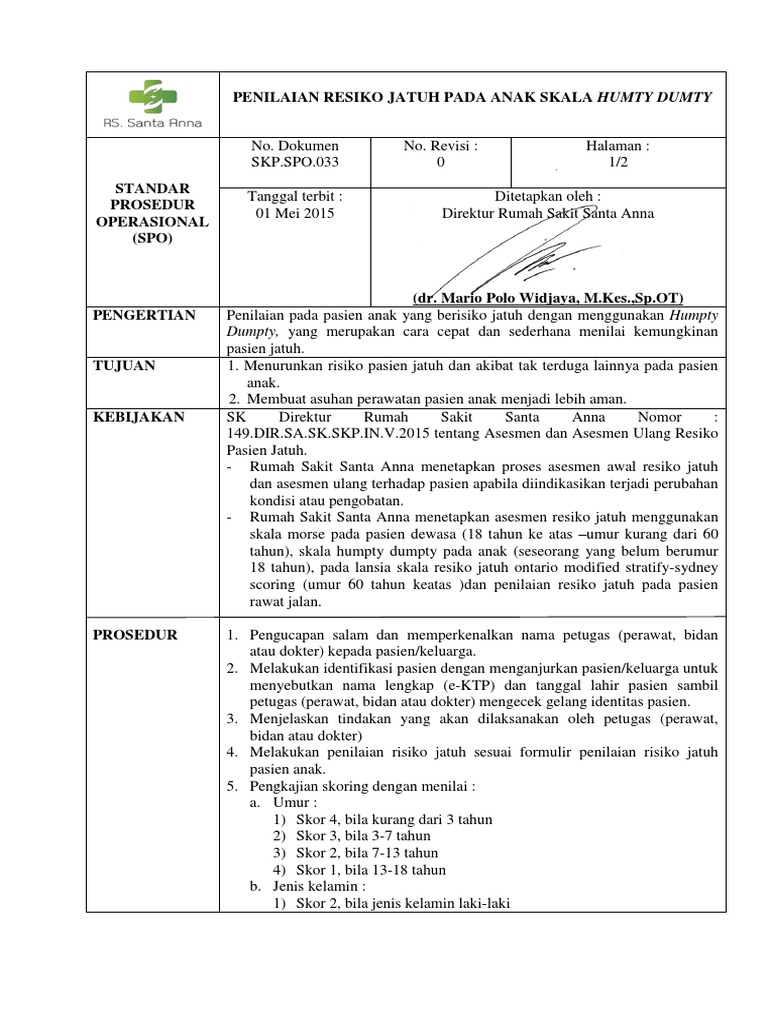 Assessing Fall Risk in Children Using the Humpty Dumpty Scale | PDF