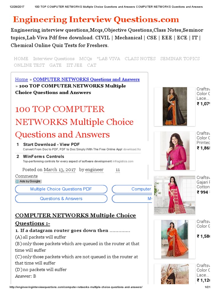 100 TOP COMPUTER NETWORKS Multiple Choice Questions and ...