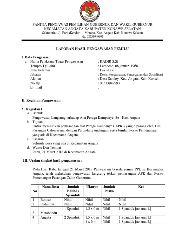 Laporan Pengawasan APK Pilgub PDF