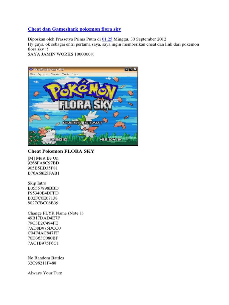 Cheat Dan Gameshark Pokemon Flora Sky PDF