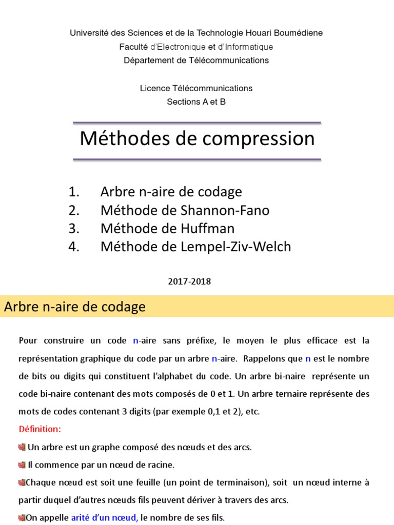 Methode de Compression Codage Source | PDF | Compression de données ...