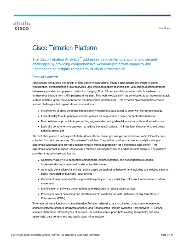 Tetration Analytics Datasheet Cloud Computing Telemetry