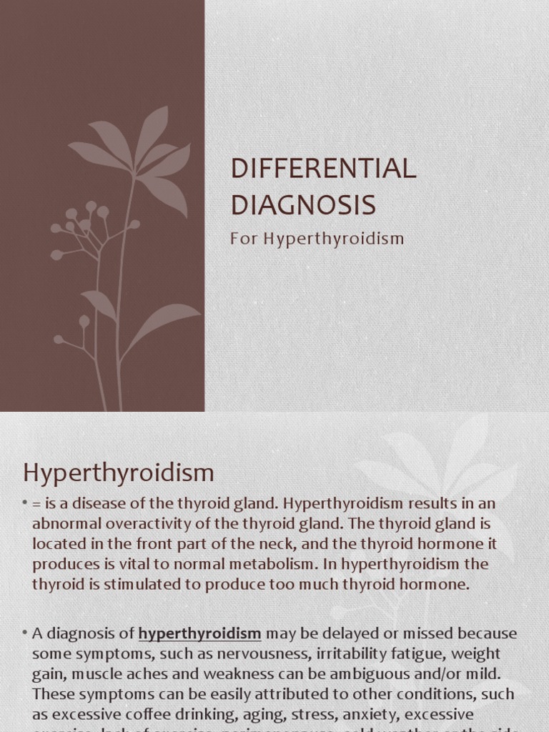 Hyperthyroidism Differential Diagnosis Guide | PDF | Parathyroid Gland ...