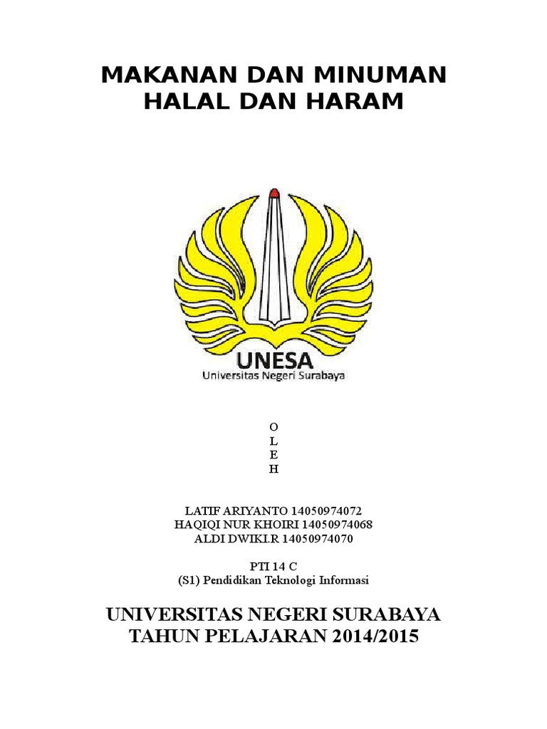 Tugas Makanan Dan Minuman Yang Halal Dan Haram