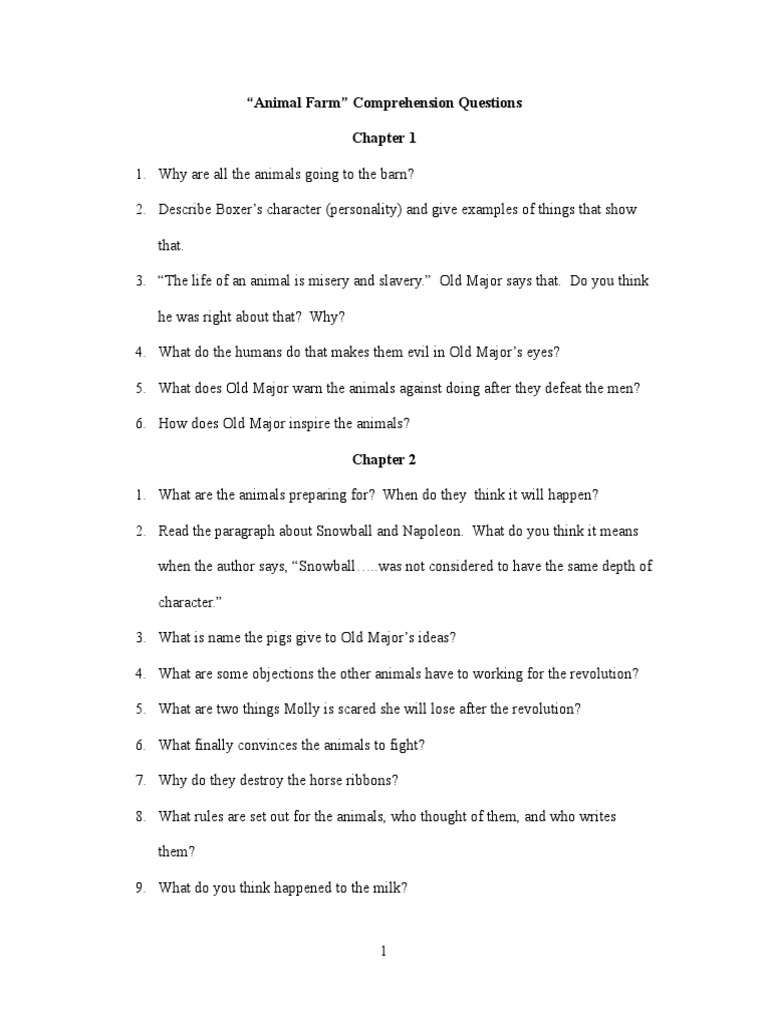 Animal Farm Chapters 1 10 Doc