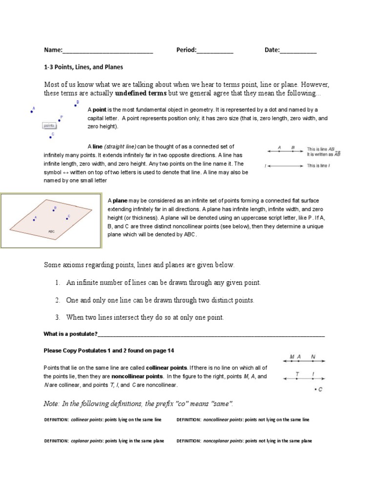 Understanding Points, Lines, and Planes | PDF | Line (Geometry) | Plane ...