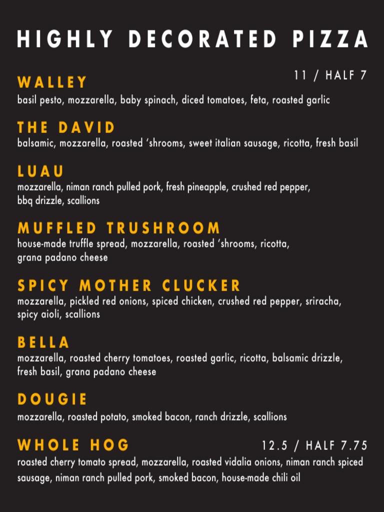 Oath Pizza Navy Yard Reg Menu PDF Pizza Sausage