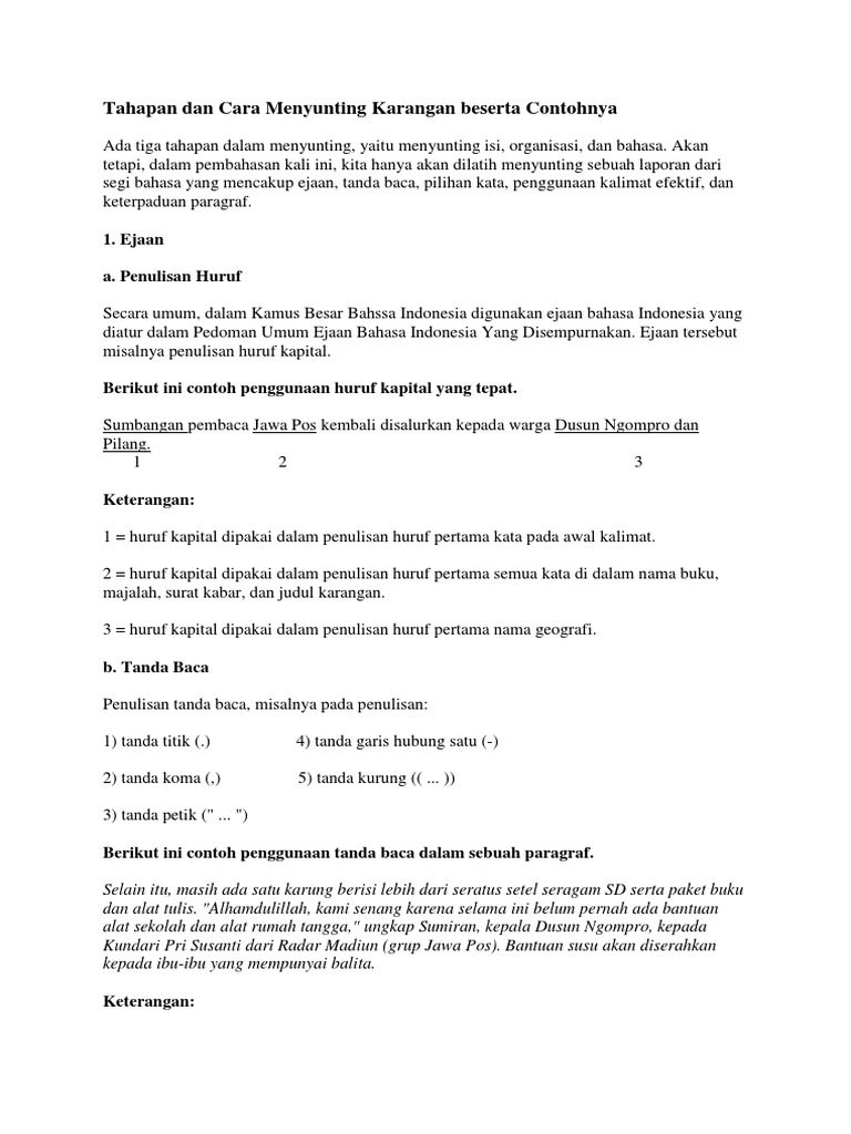 Tahapan Dan Cara Menyunting Karangan Beserta Contohnya