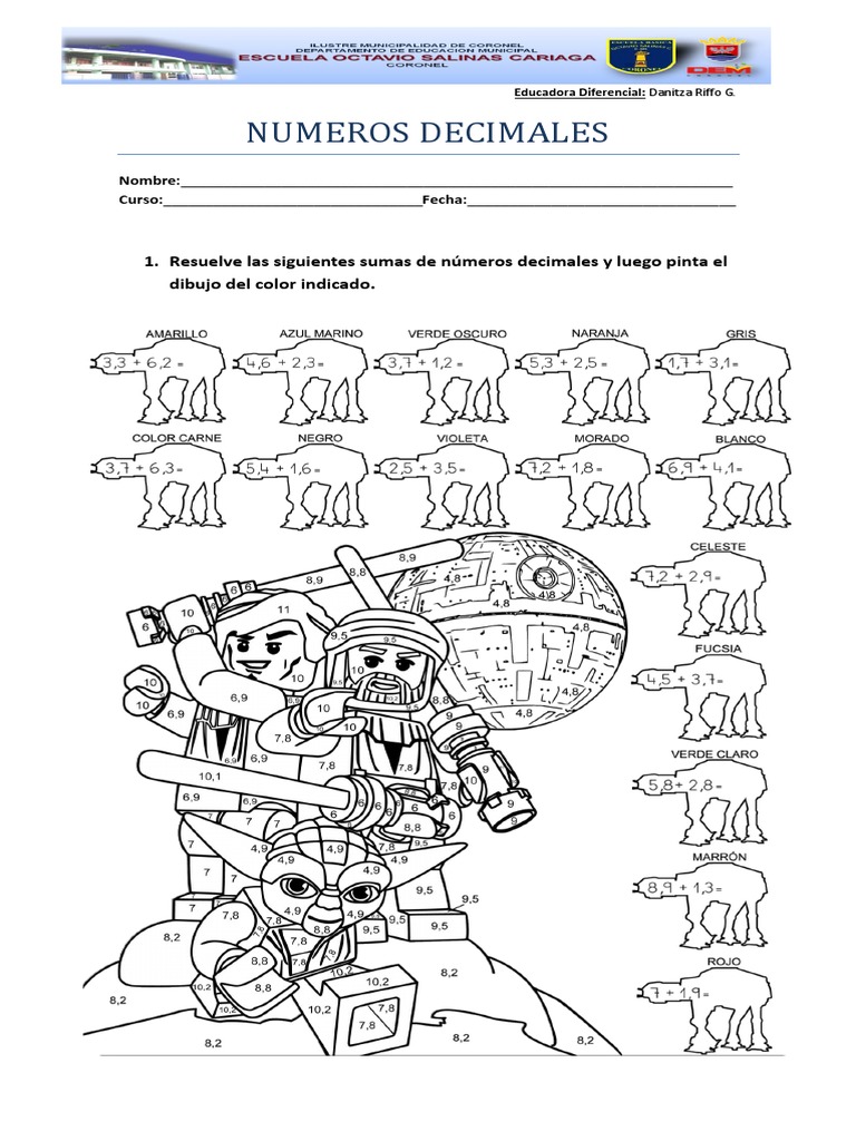 Numeros Decimales Dibujo Para Colorear