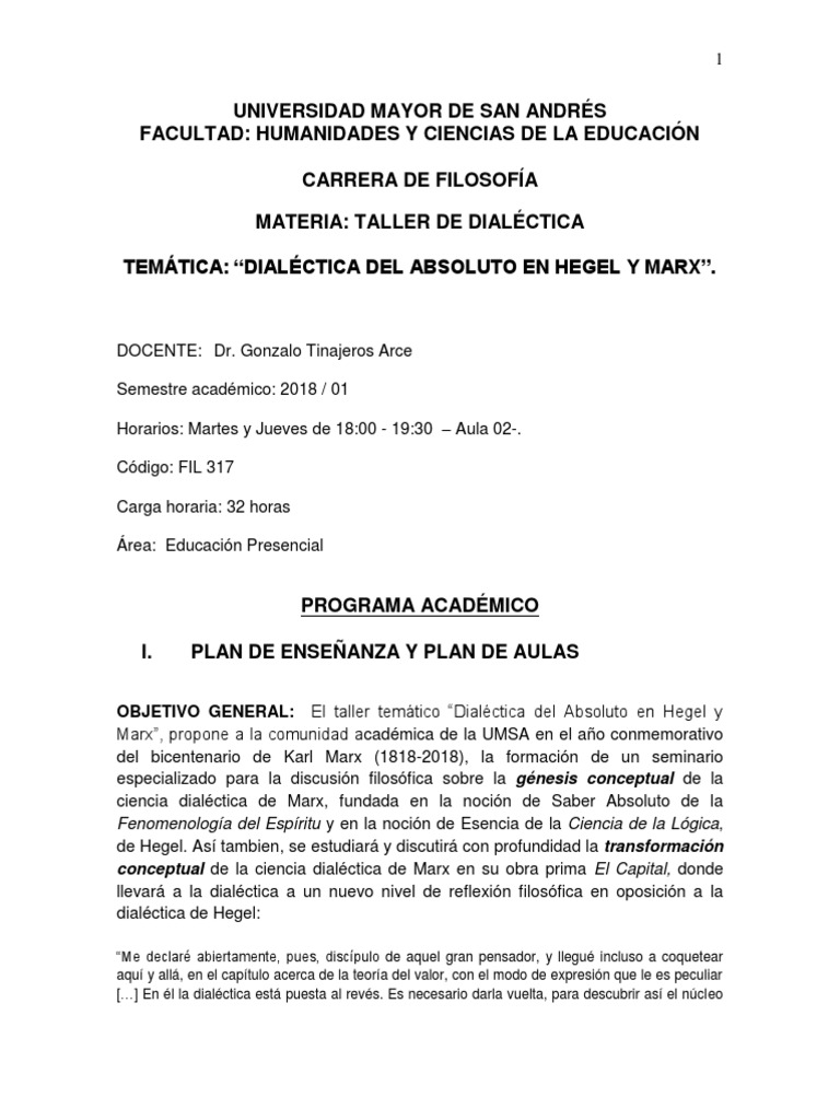 Taller De Filosofia Dialéctica Pdf Dialéctico Georg Wilhelm