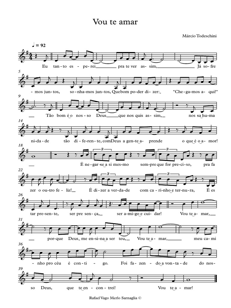 Vou Te Amar Partitura Completa Pdf