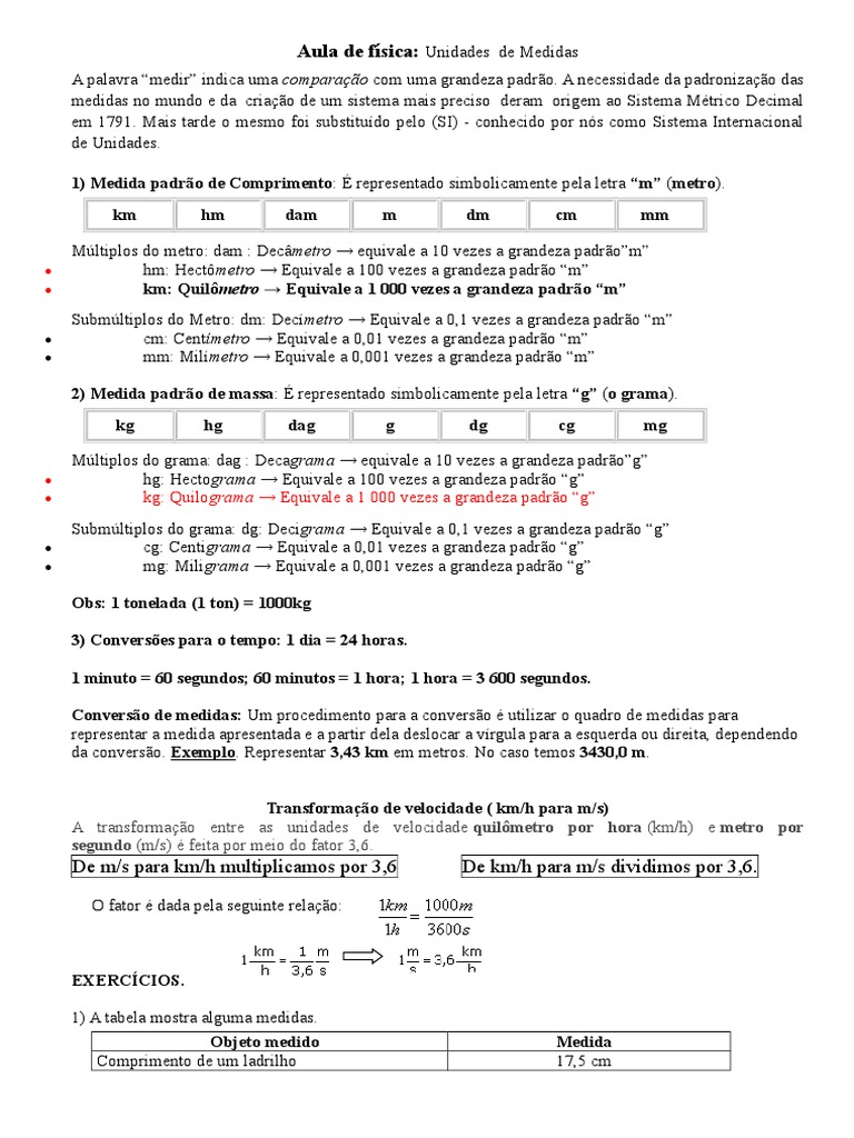 Humaita Sistemas Medidas 15 Pdf Quilometro Metro