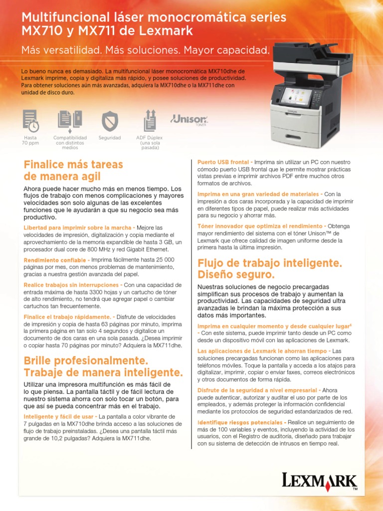 Lexmark MX710 MX711 | PDF | USB | Impresora (Computación)