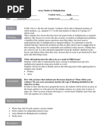 Lesson Plan 1 Array Models For Multiplication