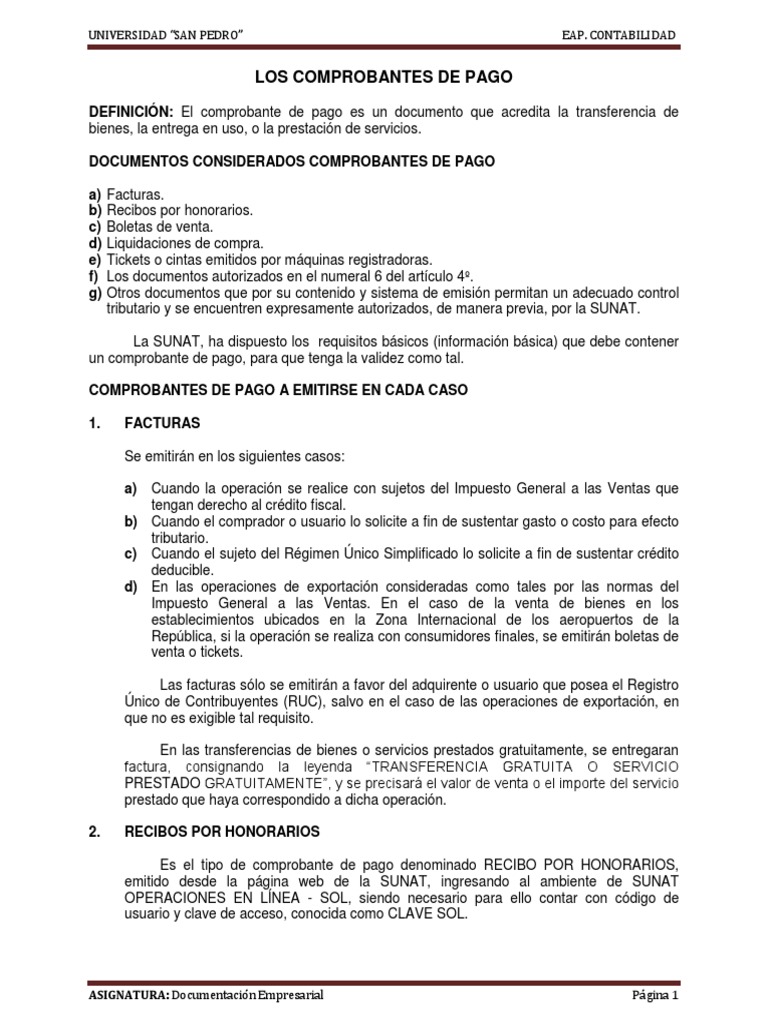 Tema - Los Comprobantes de Pago | PDF | Impuestos | Contabilidad