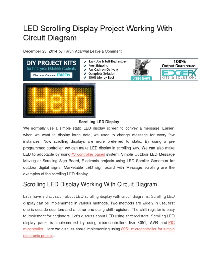 PC Controlled Scrolling LED Display: An In Circuit Diagram