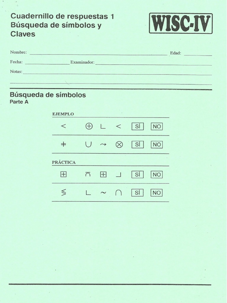 Busqueda de Simbolos y Claves de wisc IV