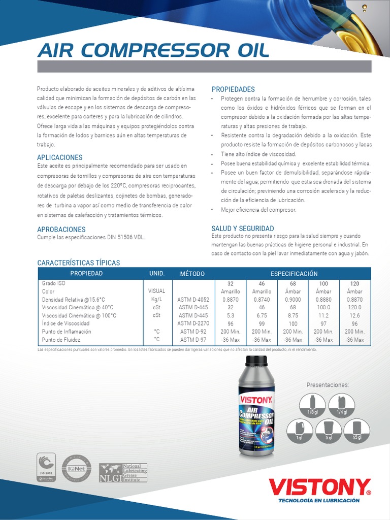 Aceite para Compresores de Aire | PDF | Lubricante | Corrosión