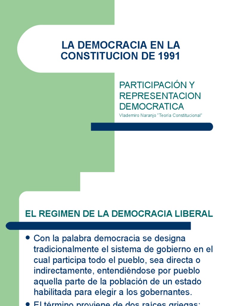 La Democracia en La Constitucion de 1991 | PDF | Democracia ...