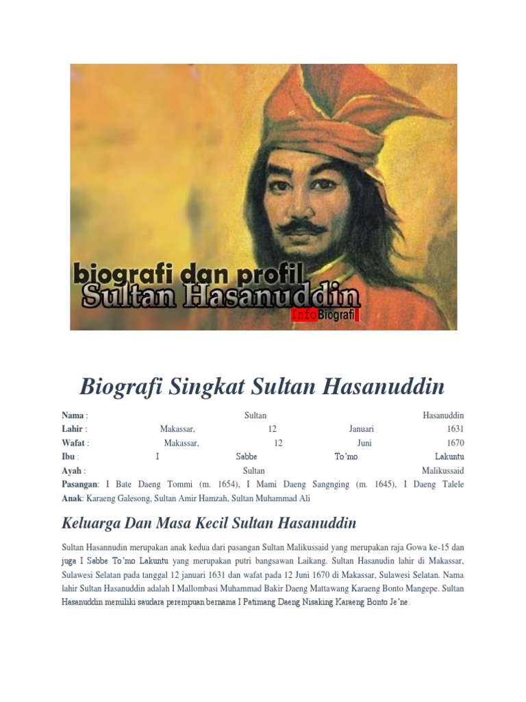 Biografi Sultan Hasanudin Dalam Bahasa Sunda Sketsa