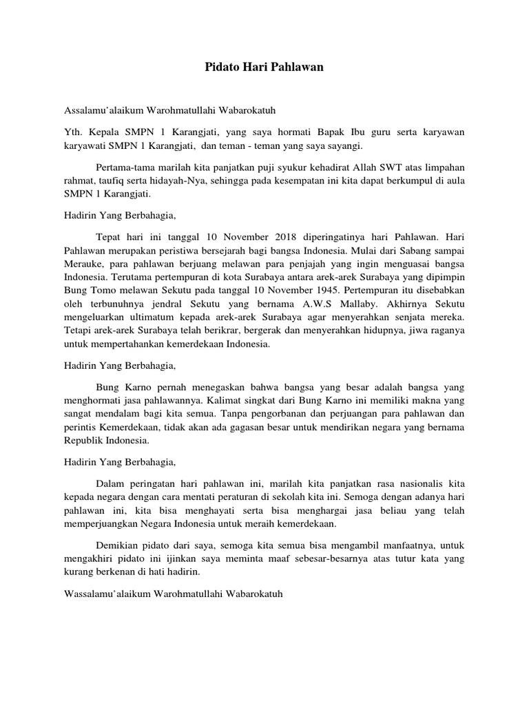 Pidato Hari Pahlawan