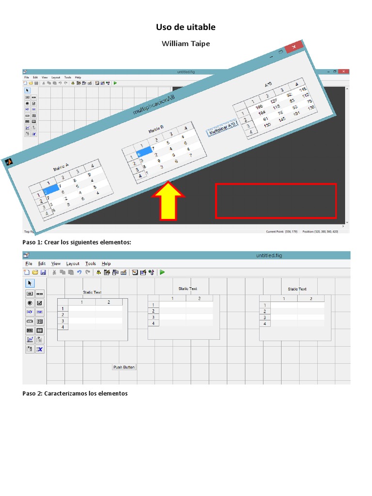 Uso de uitable en MATLAB para multiplicación | PDF