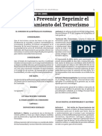 Ey para Prevenir y Reprimir El Financiamiento Del Terrorismo