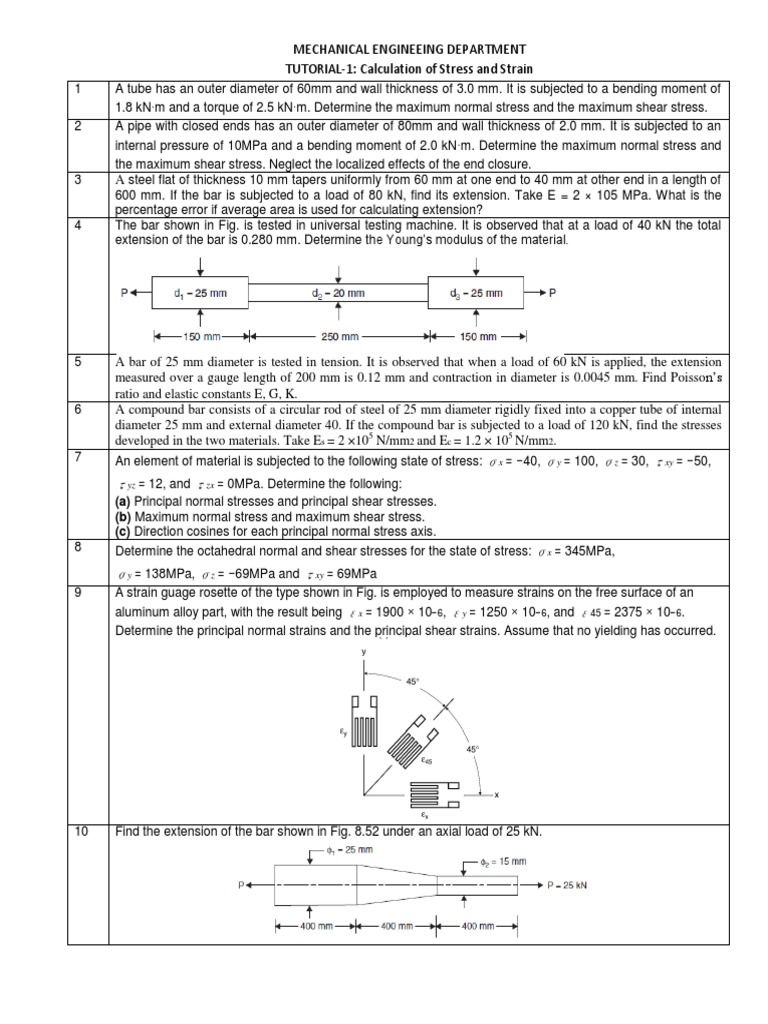 Stress and Strain Calculations Tutorial | PDF | Strength Of Materials ...