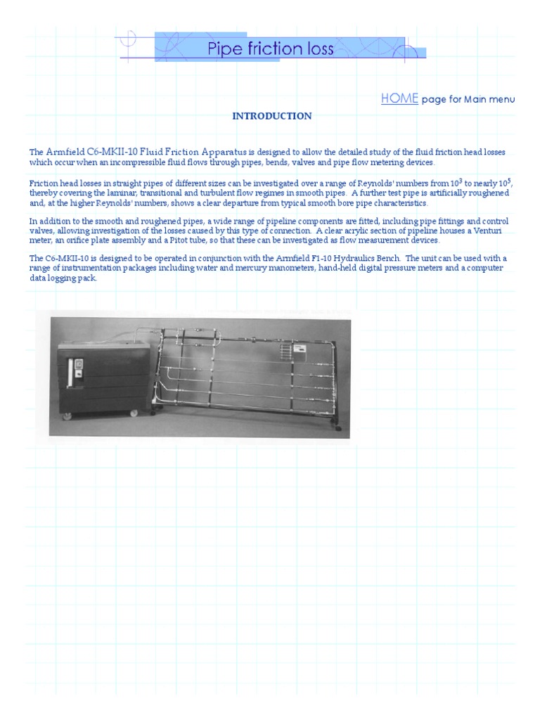Fluid Friction Lab Manual With Armfield