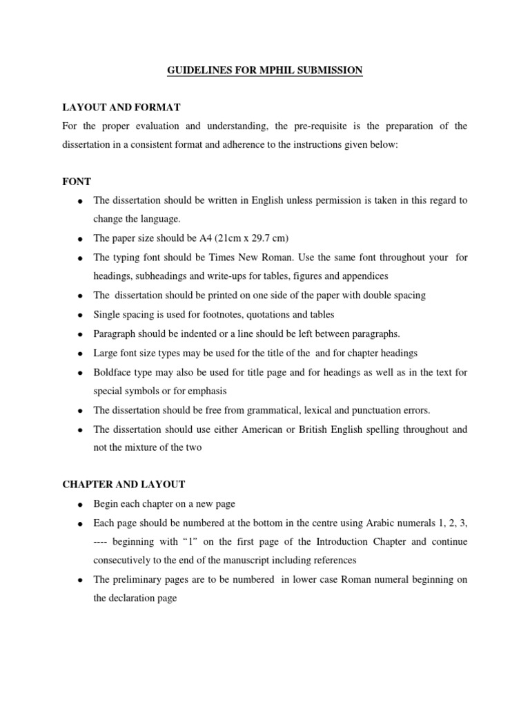 MPhil Dissertation Formatting Guidelines | PDF | Thesis | Writing