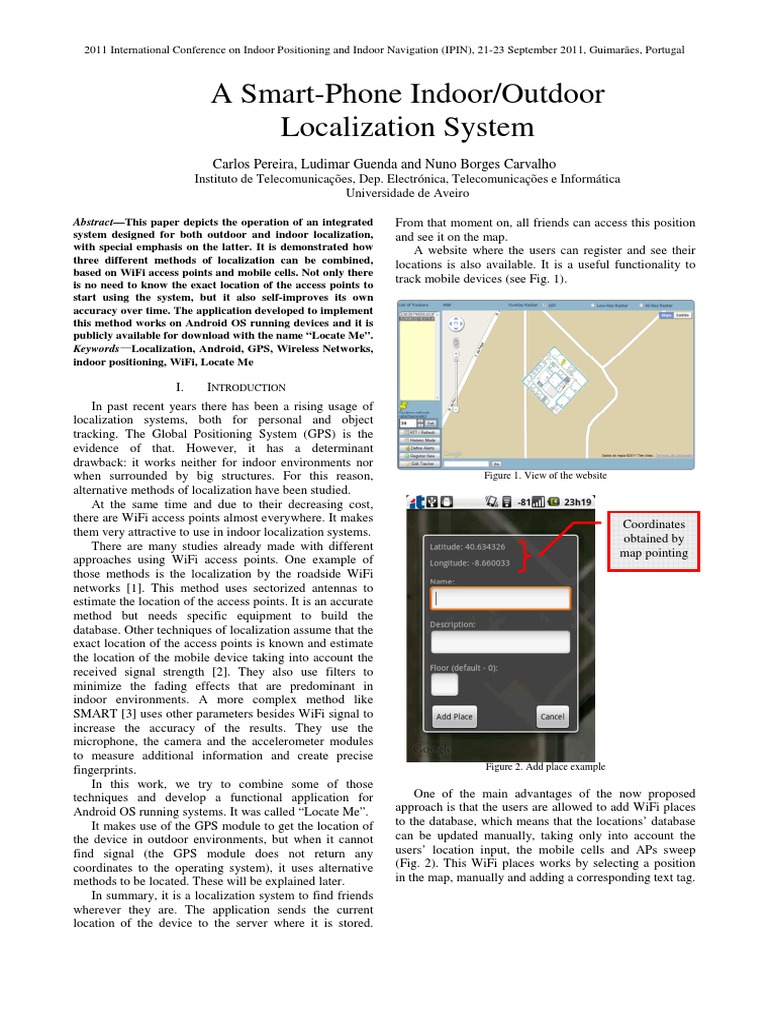 Android Indoor/Outdoor Localization | PDF | Wi Fi | Global Positioning ...