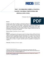 DIZER O ''OUTRO'': OS DEBATES SOBRE A POLITICA DE ASSIMILAÇÃO COLONIAL PORTUGUESA EM ANGOLA (1952-1964) Washington Santos Nascimento