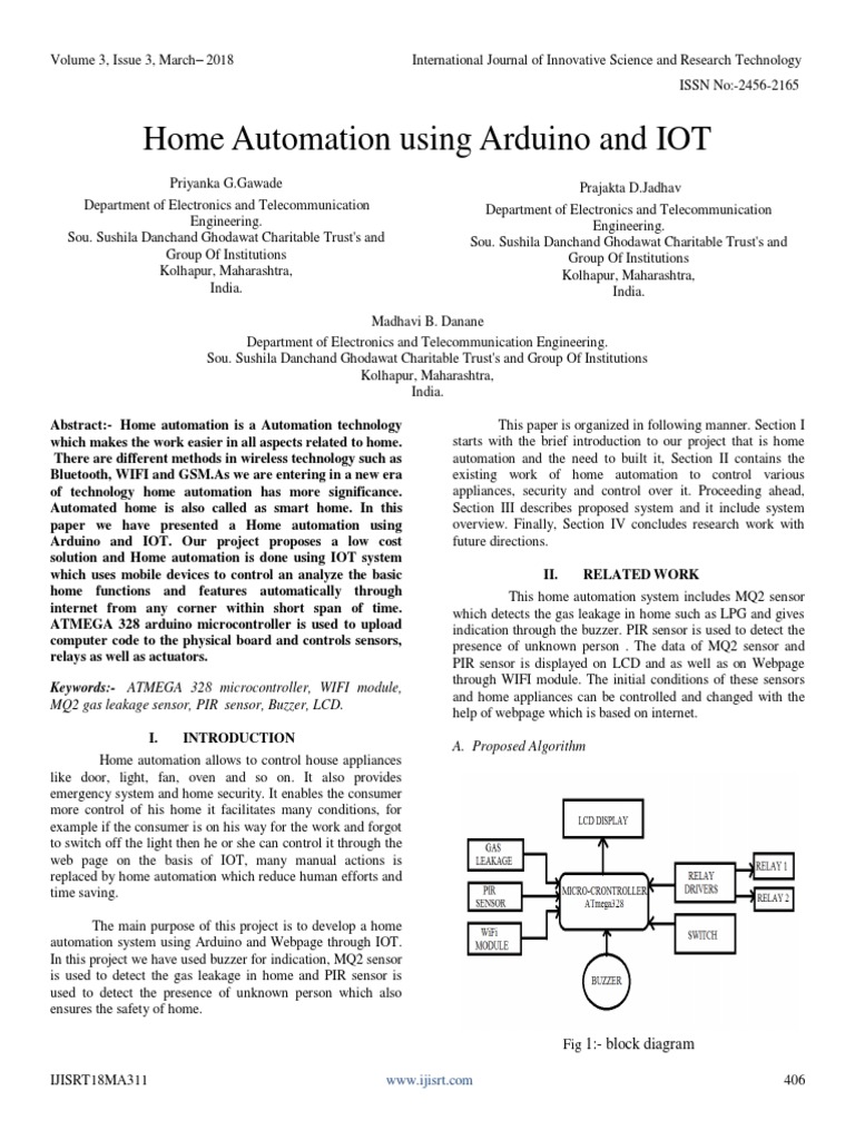 Home Automation Using Arduino and IOT KeywordsATMEGA 328