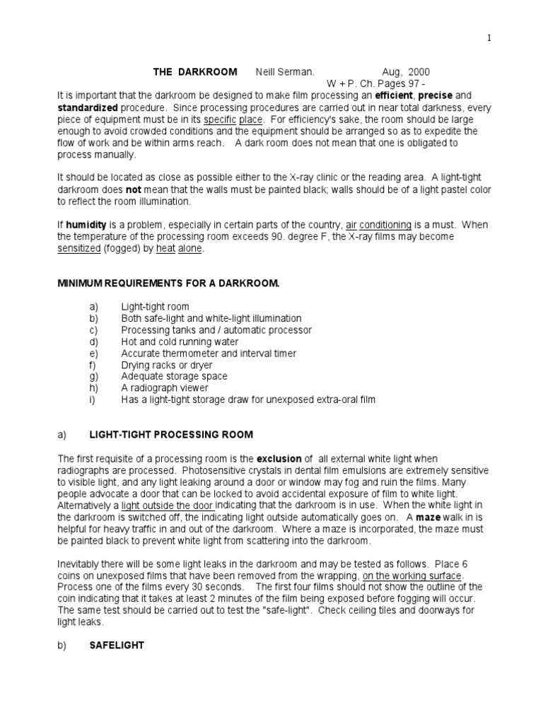 Darkroom PDF Lighting Radiography