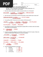 Molarity, Molality, Normality, and Mass Percent Worksheet II Answer Key 11-12 PDF