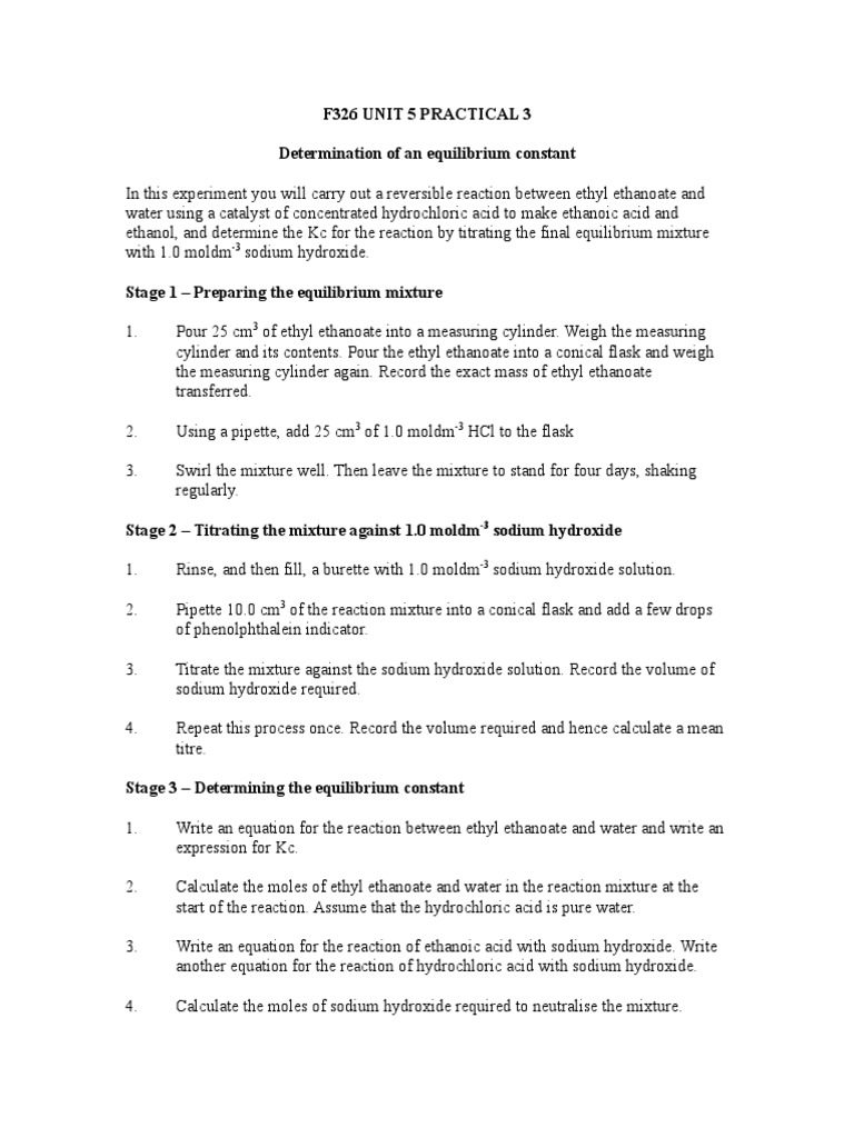 Equilibrium Constant Determination Experiment | PDF | Titration | Chemistry