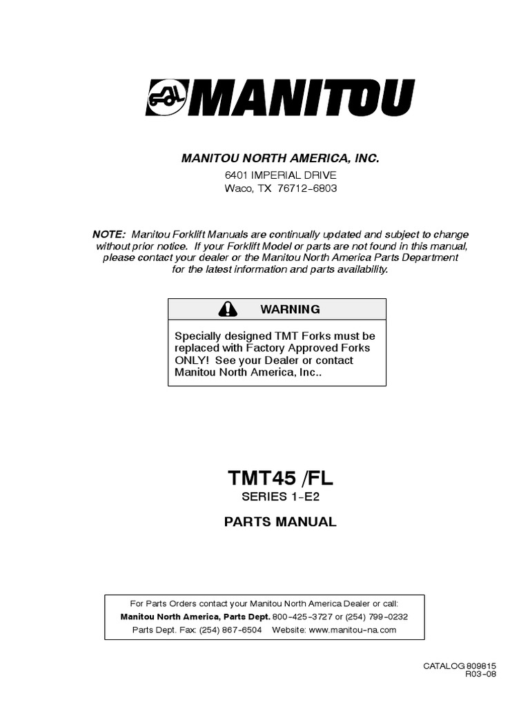 Manitou TMT 45 Parts Manual | PDF | Tire | Private Transport