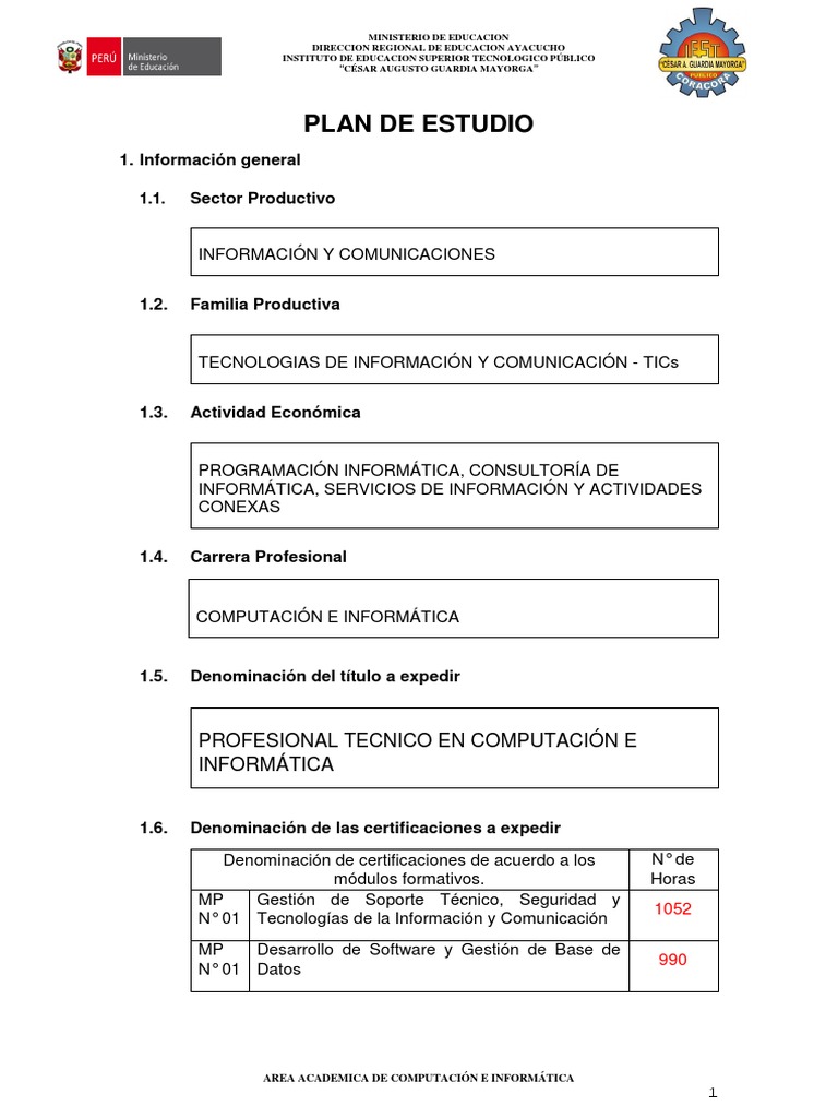 Plan de Estudio en Computación e Informática | PDF | La seguridad ...