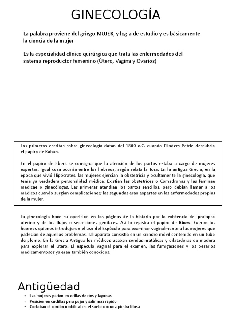 Historia Del La Ginecologia PDF Ginecología Partería