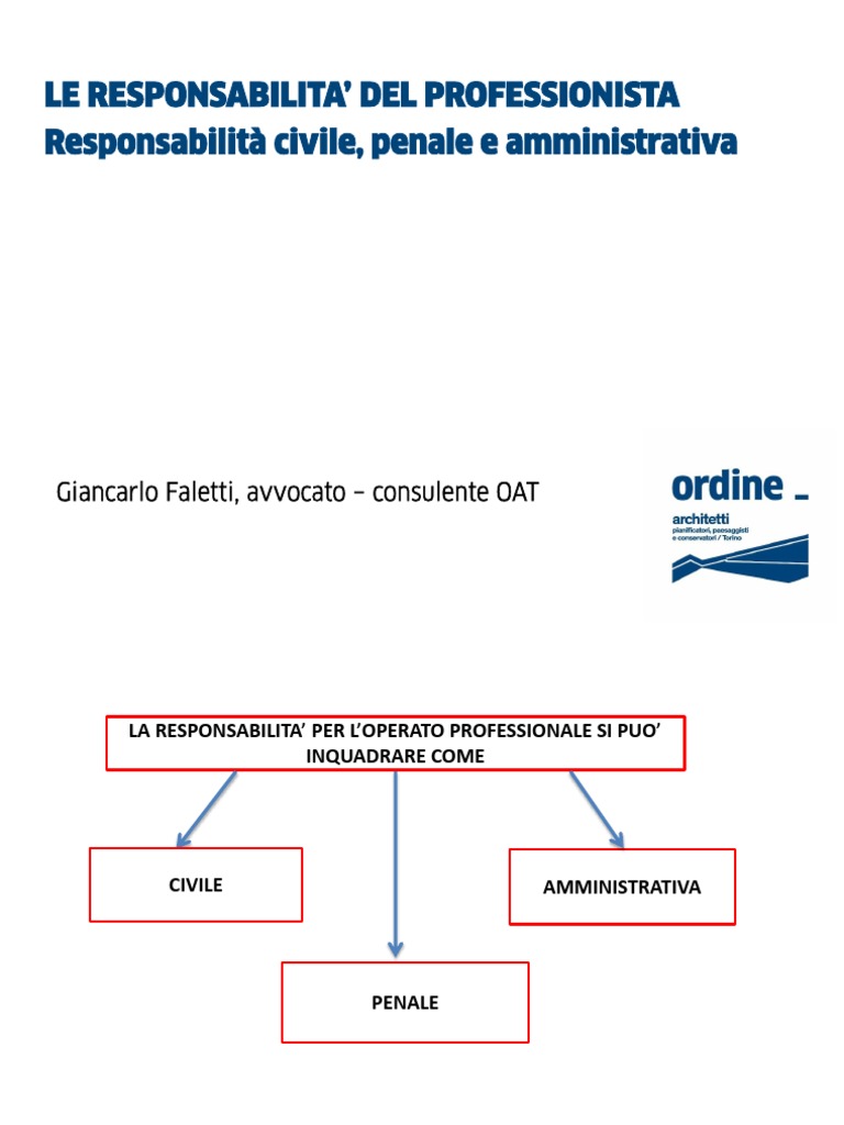 La Responsabilità Civile, Penale e Amministrativa