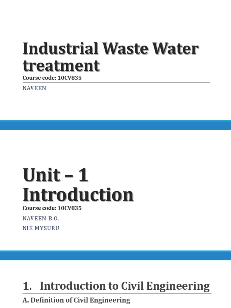 Industrial Waste Water Treatment - Unit 1 | PDF | Wastewater | Sewage ...