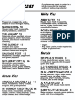 El Club Pizza Menu