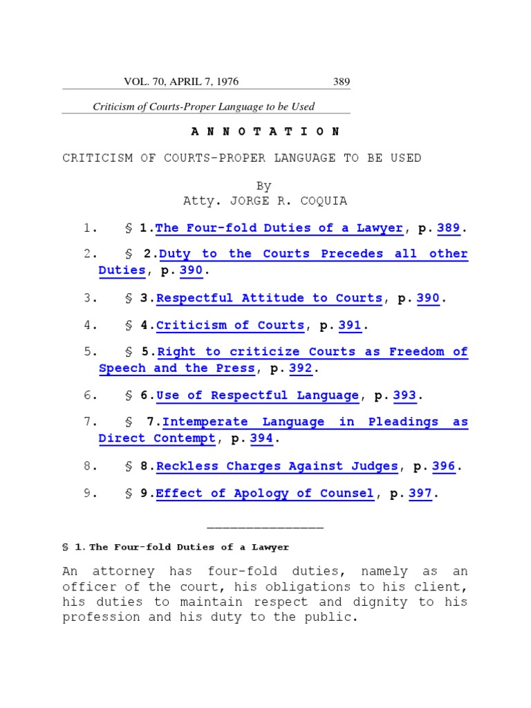Proper Language in Court Criticism | PDF | Contempt Of Court | Lawyer