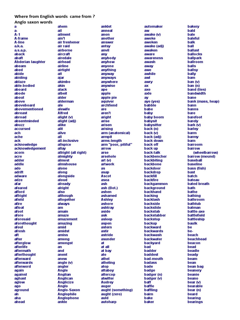 English Word Drawn From Other Languages Nature